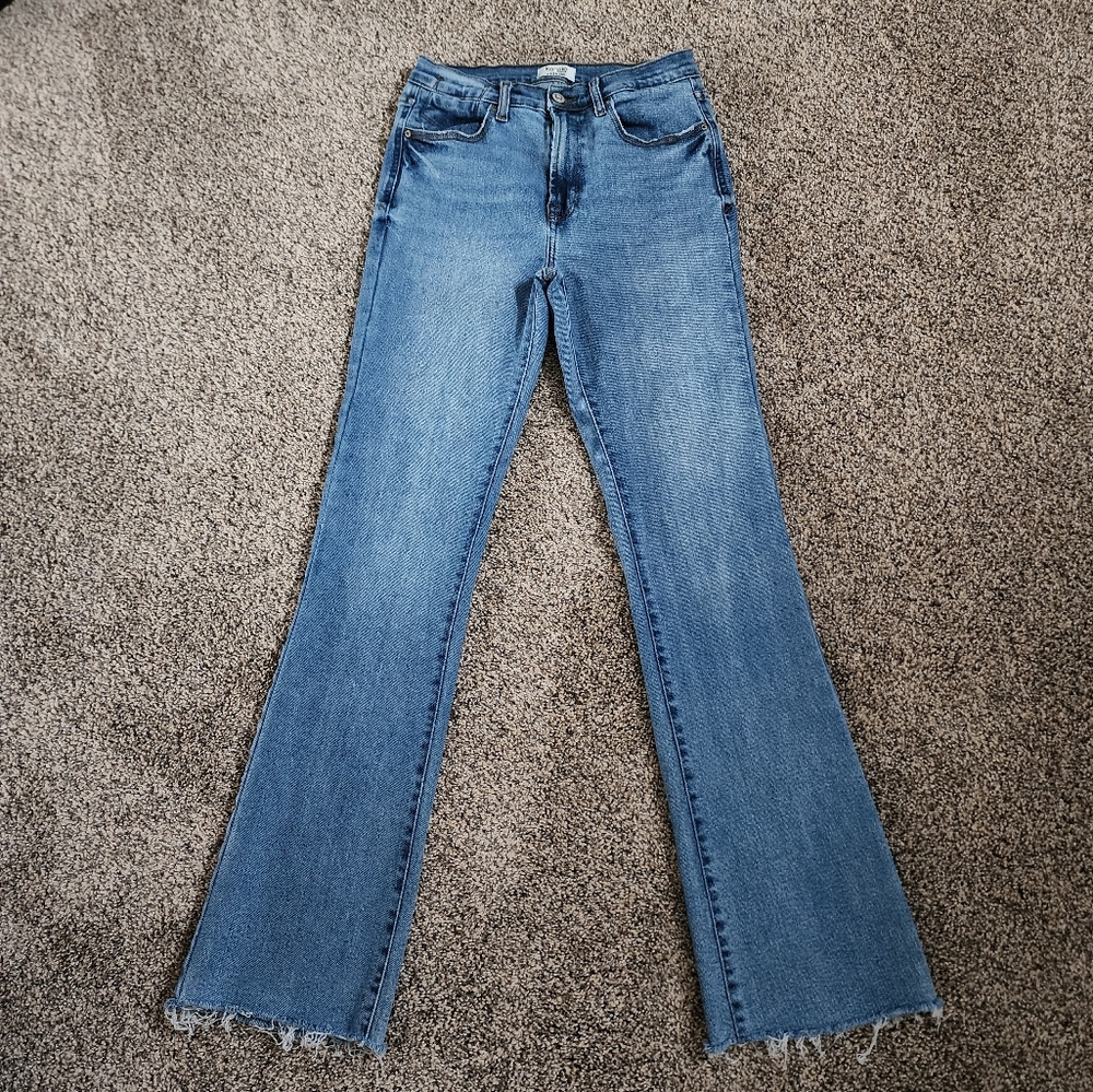Kensie Vintage Luxe The Vessa High Rise Bootcut raw hemline jeans